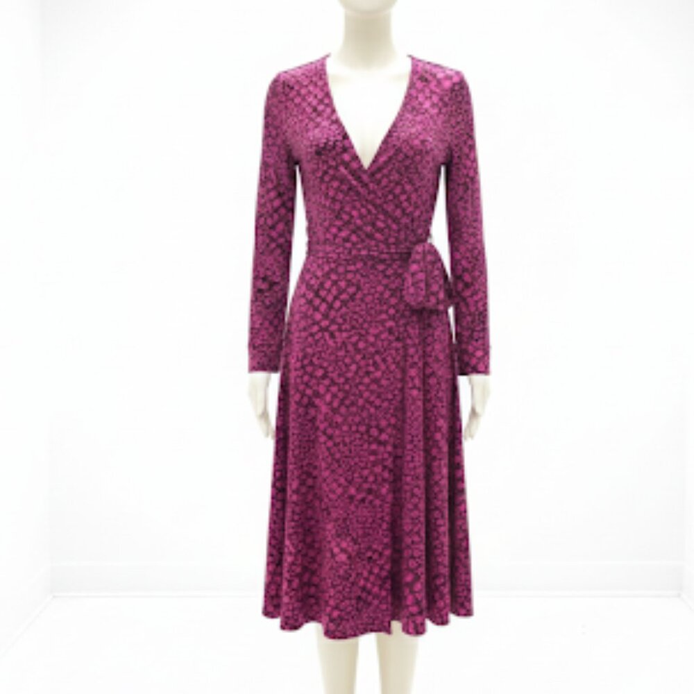 Bright Pink DVF Wrap Dress, Size 4